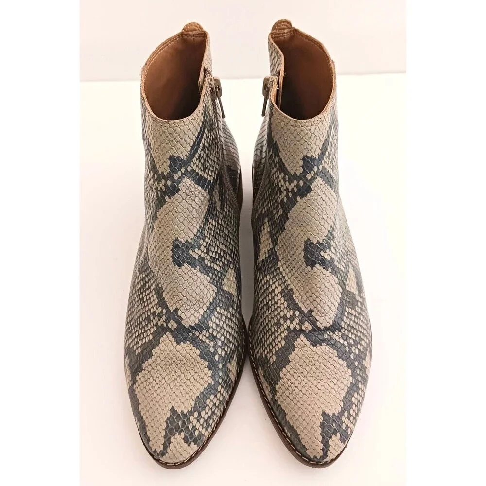 NEW Lucky Brand Lenree Python Print Leather Ankle Boot Side Zip Sz 7.5